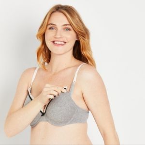 Motherhood Full Coverage Maternity and Nursing Bras - Heather Grey and Pink